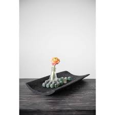 Black Curved Wood Tray