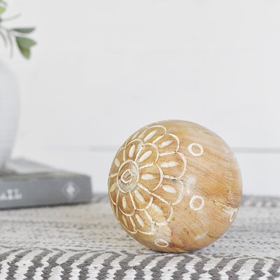 Carved Wood Ball-4"