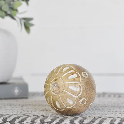 Carved Wood Ball-3.15"