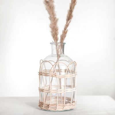 Clear Glass Weave Vase-8.07"