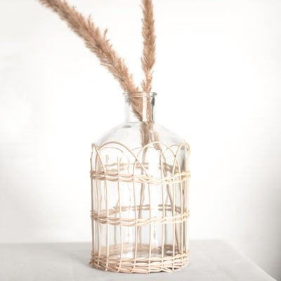 Clear Glass Weave Vase-10.04"