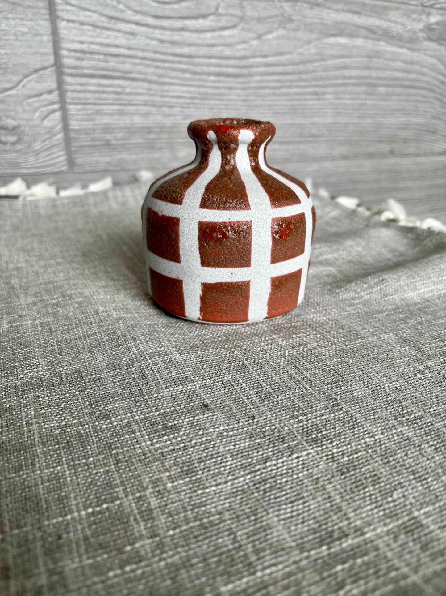 Brown and White Check Vase